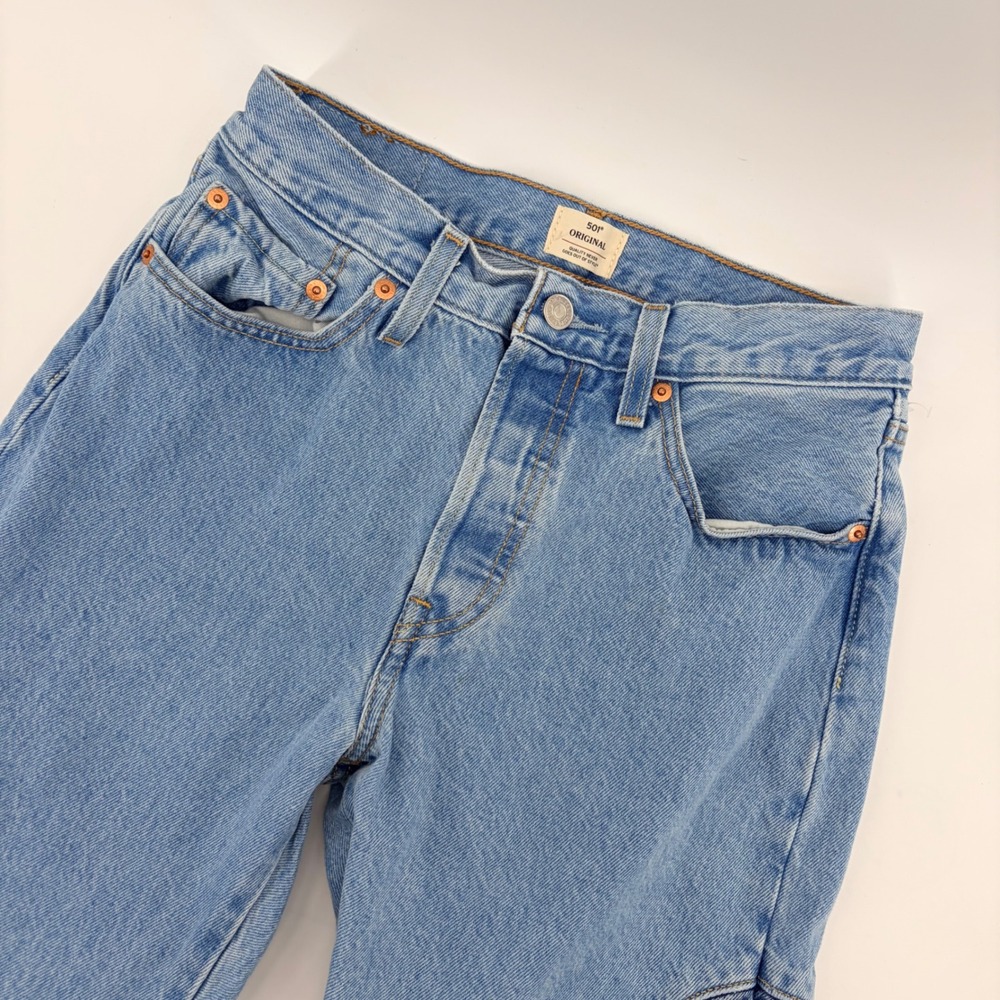 Levi's Jeans 501 Original W28 Blue Cotton Paneled Contrast Women